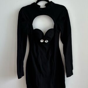 AREA Crystal-embellished cutout minidress